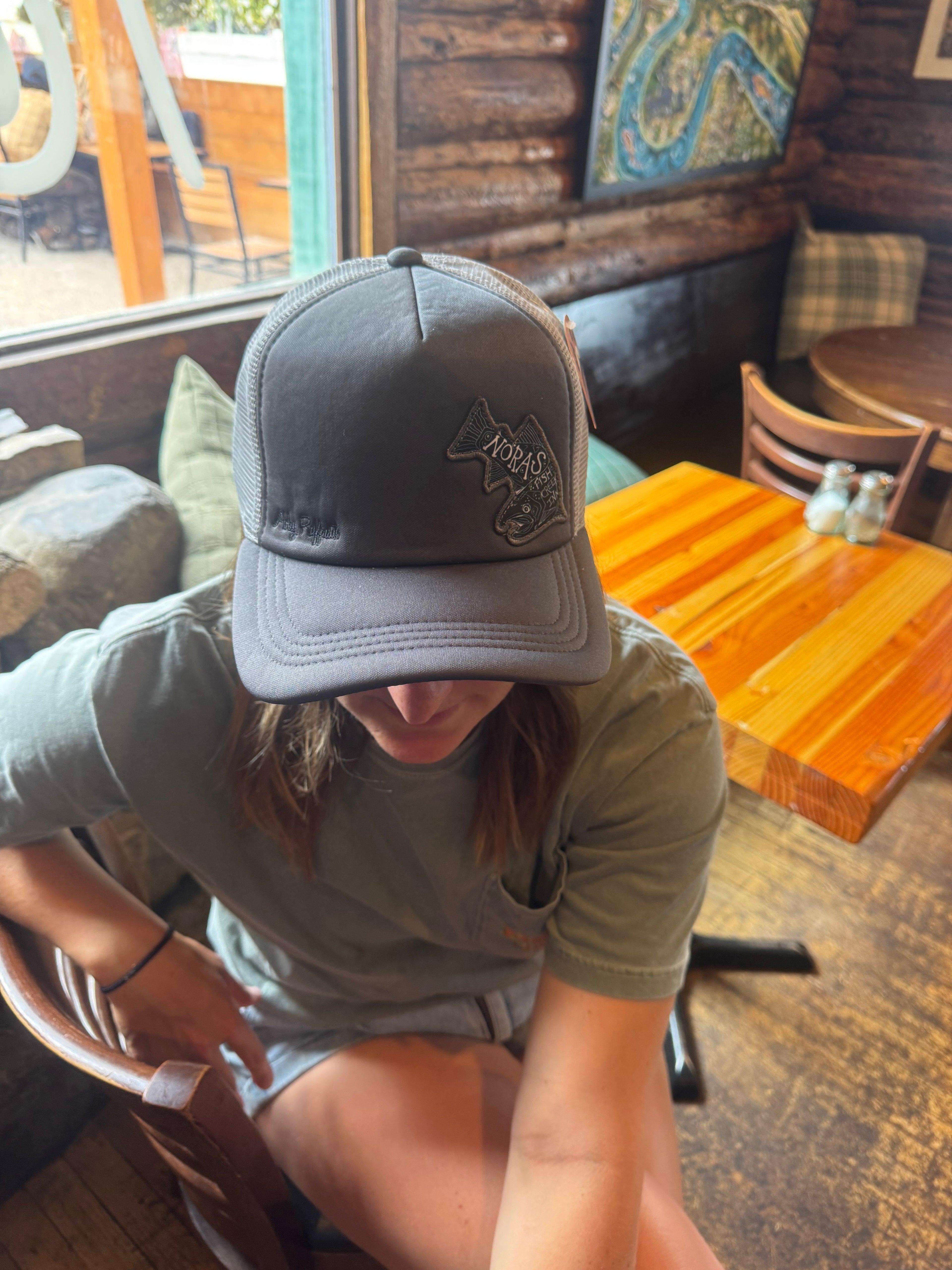 Gray Embroidered Fish Hat